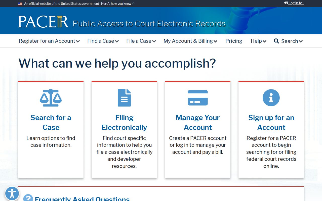 PACER federal case search for matters outside Morrill County courts