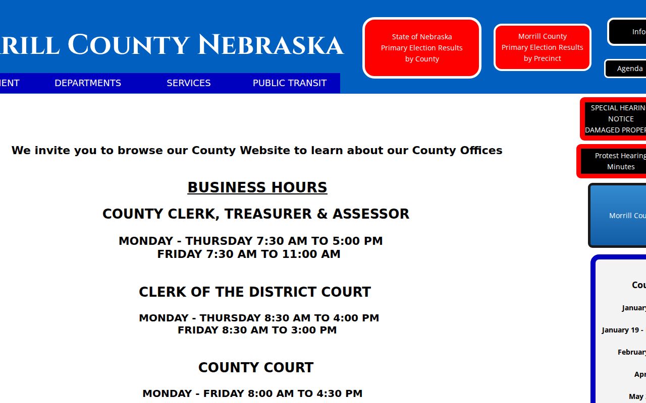 Official Morrill County government homepage with county office links