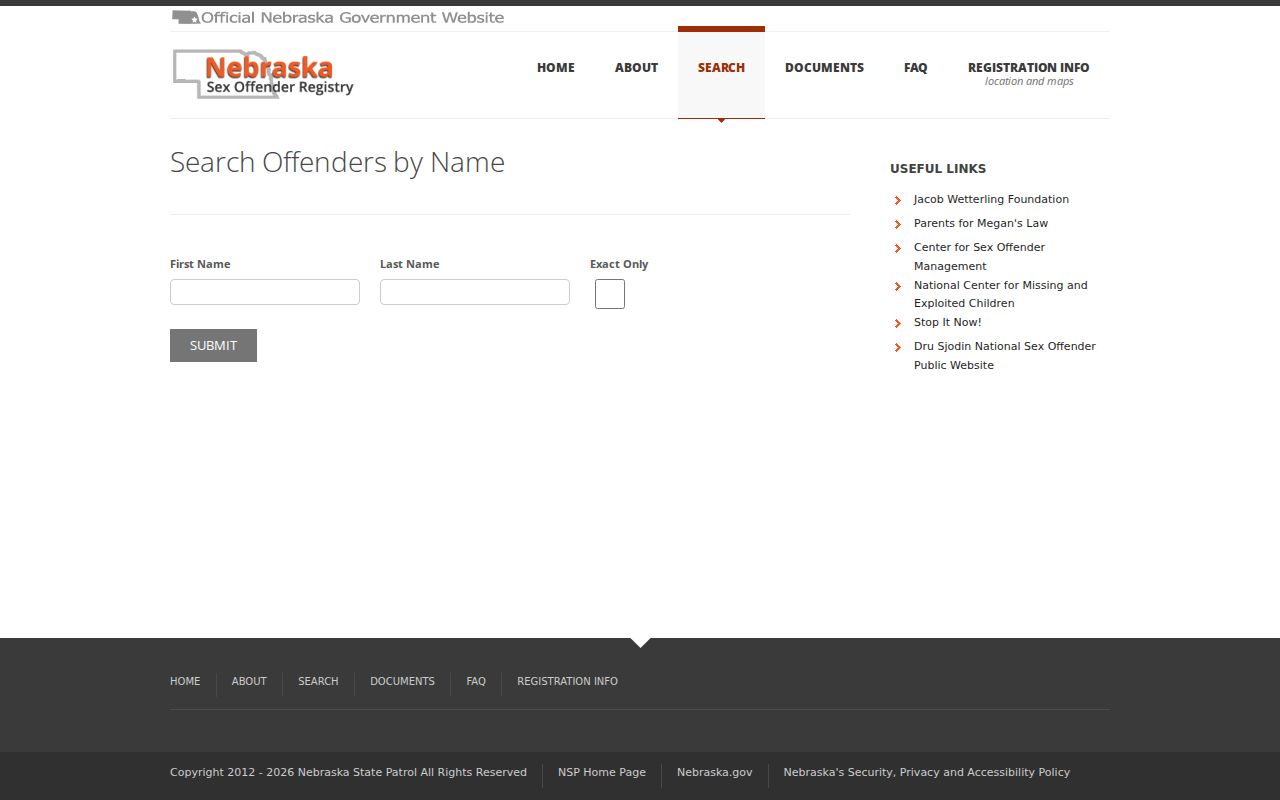 Morrill County sex offender registry name search form